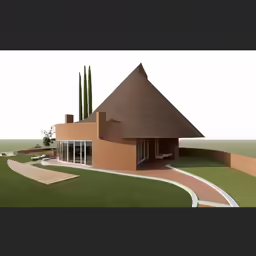 an architectural drawing of a house on a landscape