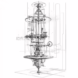 a drawing of a tower in an area with different angles