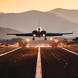 an airplane taking off from an airport runway