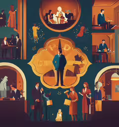 the movie poster for lincoln gets his all,the art nouveauist scene depicts many different elements in this photo