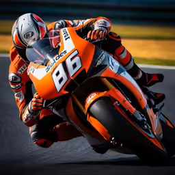 a person in a helmet on a motorcycle races around a corner