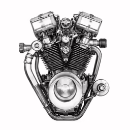 the engine is seen in black and white