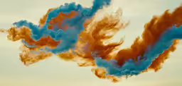 smoke is flying in the sky against the backdrop of a hazy blue sky