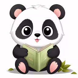 cute panda bear reading a book