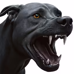 the head and front side of a black dog