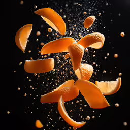a piece of orange peel that has been cut in half
