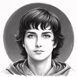 a drawing of a person wearing a scarf