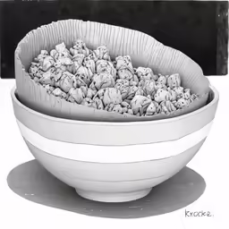 a large bowl filled with rocks next to a window