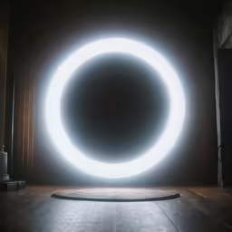 there is a black and white light in the background