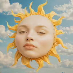 an image of the sun with eyes close to the viewer