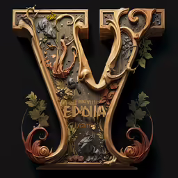 the letter v made up of letters and leaves