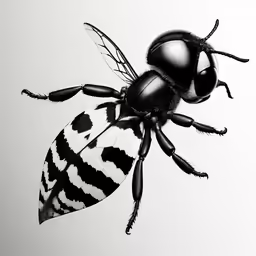 black and white fly with a large black head