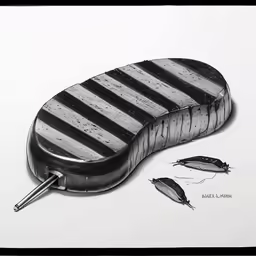 a drawing of a striped object on a white surface