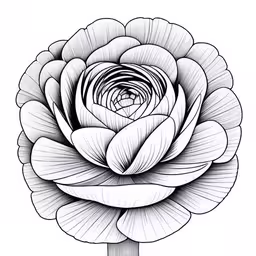 a black and white photo of a flower,a drawing of a flower on white background,a drawing of a rose flower in black and white,a black and white drawing of a flower,a large flower that is drawn on a sheet of paper