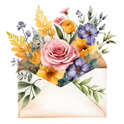 a paper envelope filled with colorful flowers