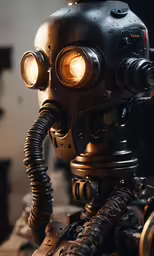the old fashioned robot is equipped with light bulbs