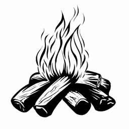 some wood are burning on a white background