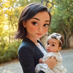 an asian woman holding her baby close to her face