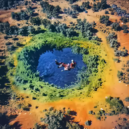 the picture is taken from above looking down at a plane landing