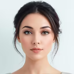 woman with makeup looking to her left