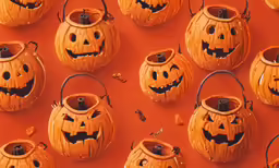 halloween pumpkins painted on a wall with faces and mouths