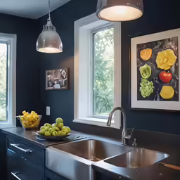 a kitchen sink next to a window in front of a window