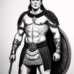 a drawing of a man with an elaborate armor