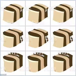 a cartoon of chocolate and white sandwiches,a series of nine cartoon brown and white designs,a set of eight different designs for a sandwich sandwich,six types of different chocolates stacked on top of each other,chocolates in square form being cut into pieces