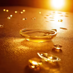 sun light reflects on a glass and water