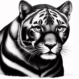 a penciled drawing of a tiger