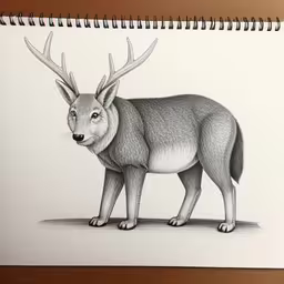 a drawing of a deer with antlers on it