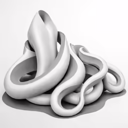 a group of three curved white shapes