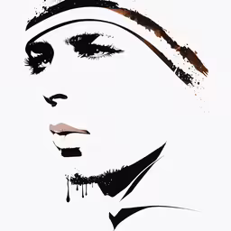 a drawing of the face of a woman,the poster shows a face with brown spots and tears