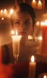a girl sitting in a bath holding up a candle