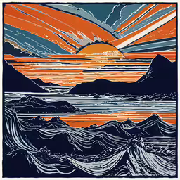 the sun sets behind a mountain range,a picture of mountains and clouds with the sun setting