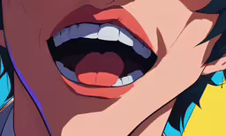 a close up image of a woman with mouth open,a person with open mouth with some red lips