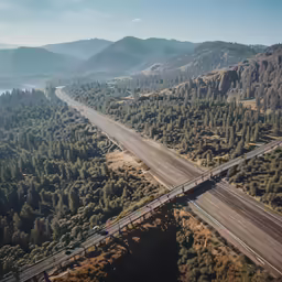 a bridge on an overpass in a beautiful landscape