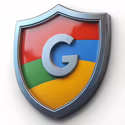 a chrome colored logo on the bottom part of a shield