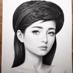 a drawing of a woman with long hair