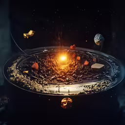 a tray with black stones inside of it