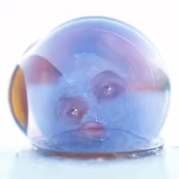 the glass is covering a face on the floor