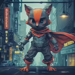 a small animal in a red scarf and black boots