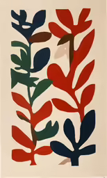 a painting with different colors and shapes on a white background