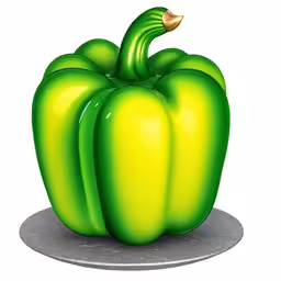 a green pepper is on top of a circle