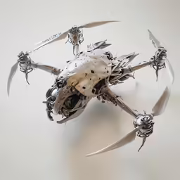 a robot flying through the air with propellers