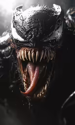 an godzilla - like creature with sharp teeth and white fangs