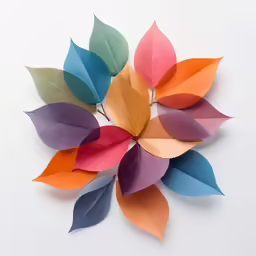colorful paper leaves arranged on a white surface