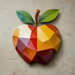 an apple made up of colorful triangles