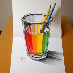 a pencil drawing of a glass of colored pencils