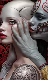 two women with painted faces are next to each other